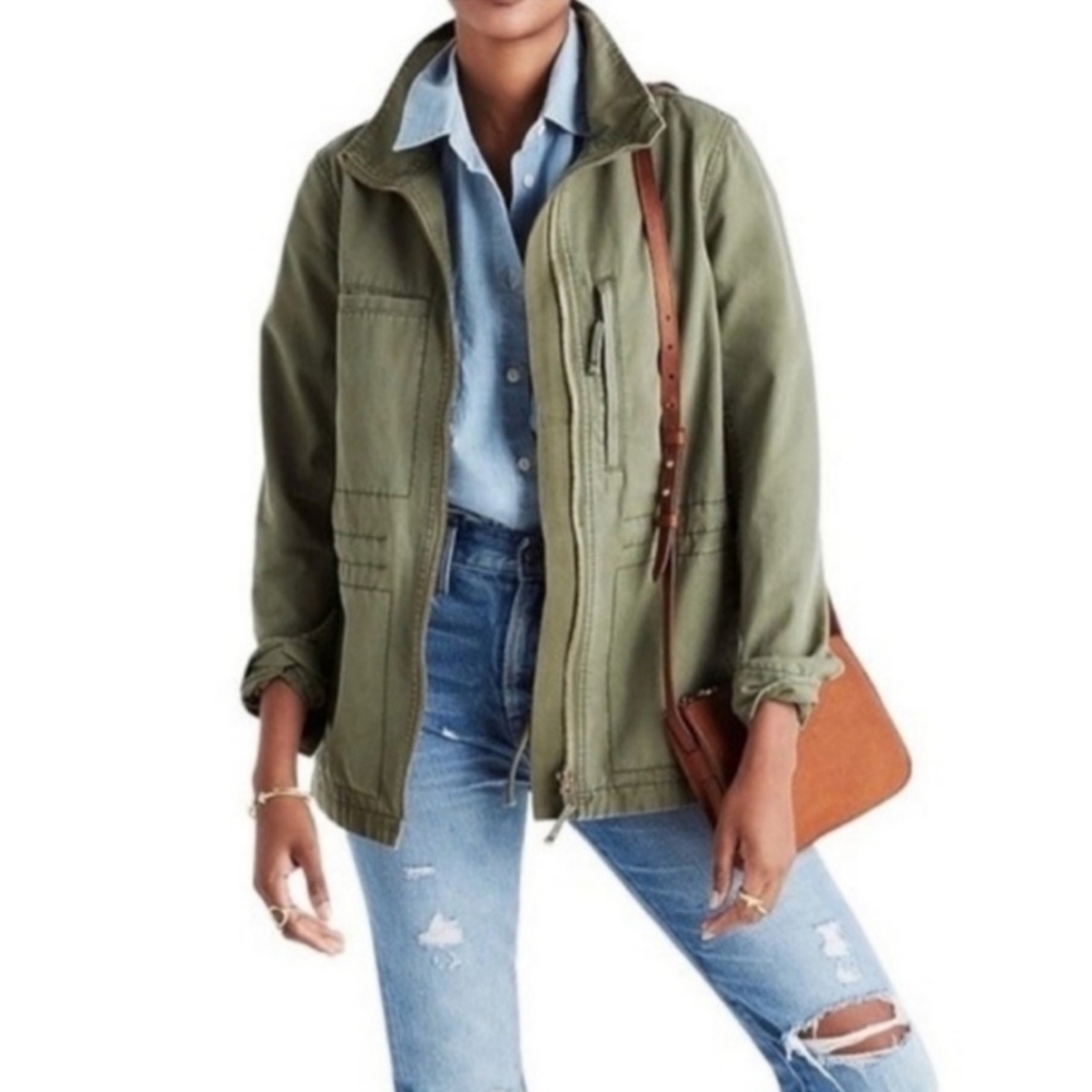 Madewell Passage Military Utility Midweight Jacket Women's Size S Olive L2512